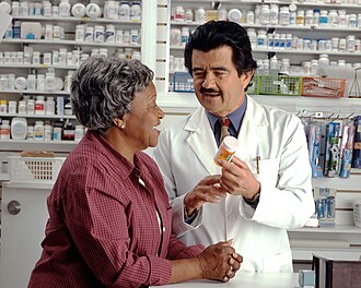 Pharmacist counseling patient